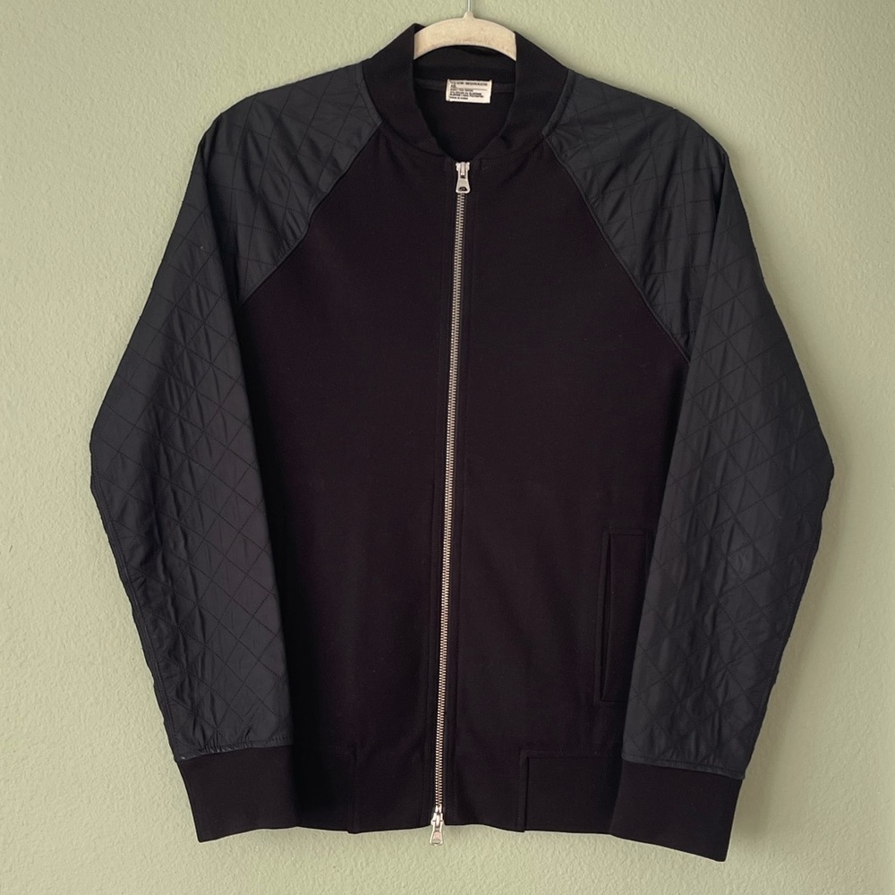 Men’s Club Monaco Black Quilted Sleeve Jacket XS